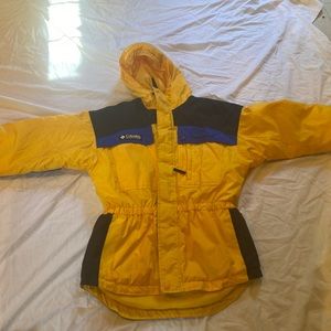Columbia Tectanium Winter Jacket Youth Size 14/16 Yellow Black Blue w/liner Nice